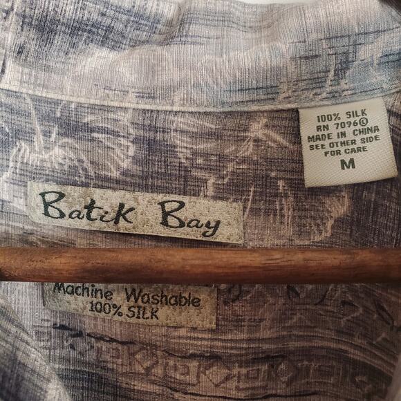 Batik Bay Silk Hawaiian Shirt Olive Cream Medium - Picture 10 of 11